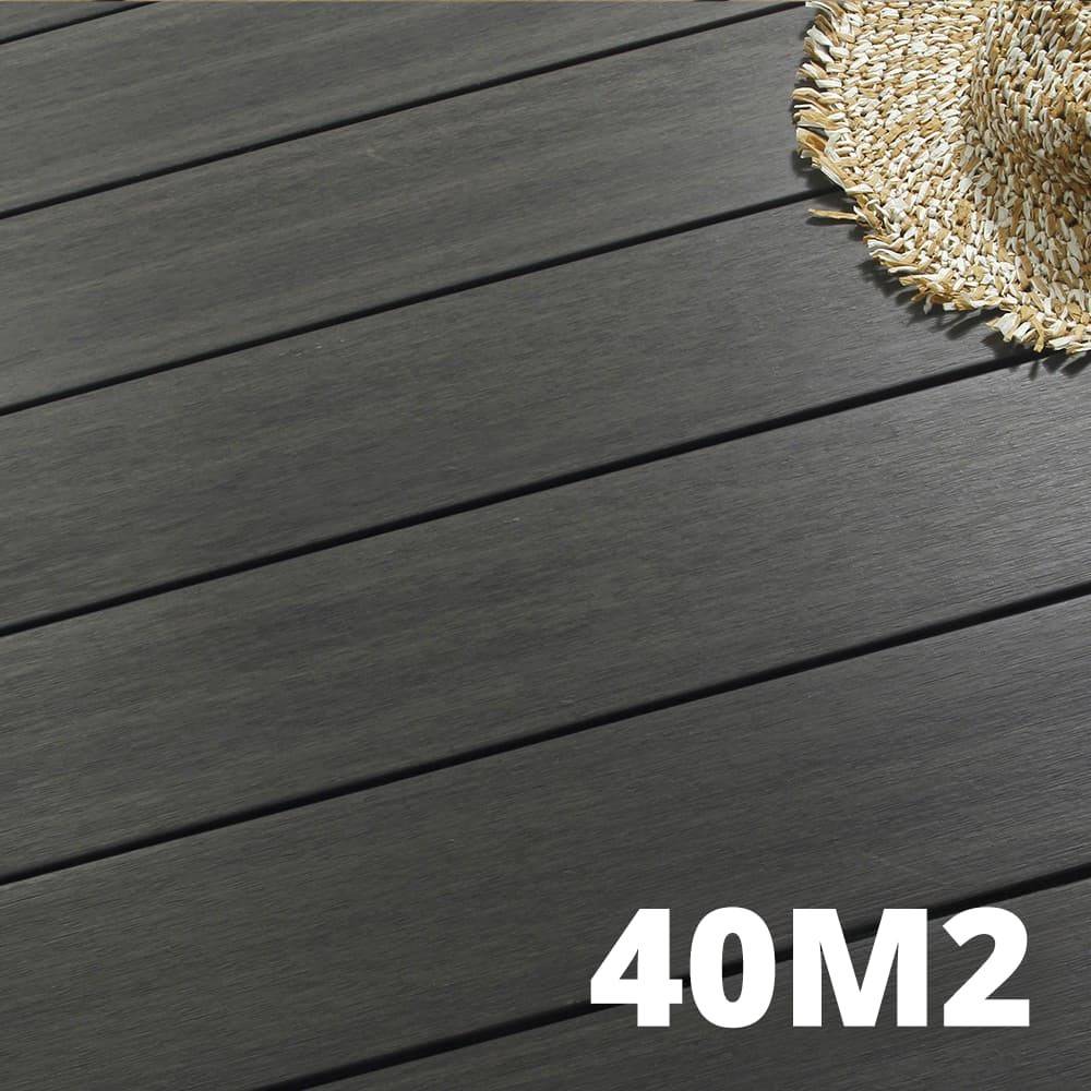 Kit Terrasse Composite NAVIA 40m² - Gris Foncé - 122 lames de terrasse (220 x 14.5 x 2.2 cm) - Fixation par Clips - Terrasse - Image 1