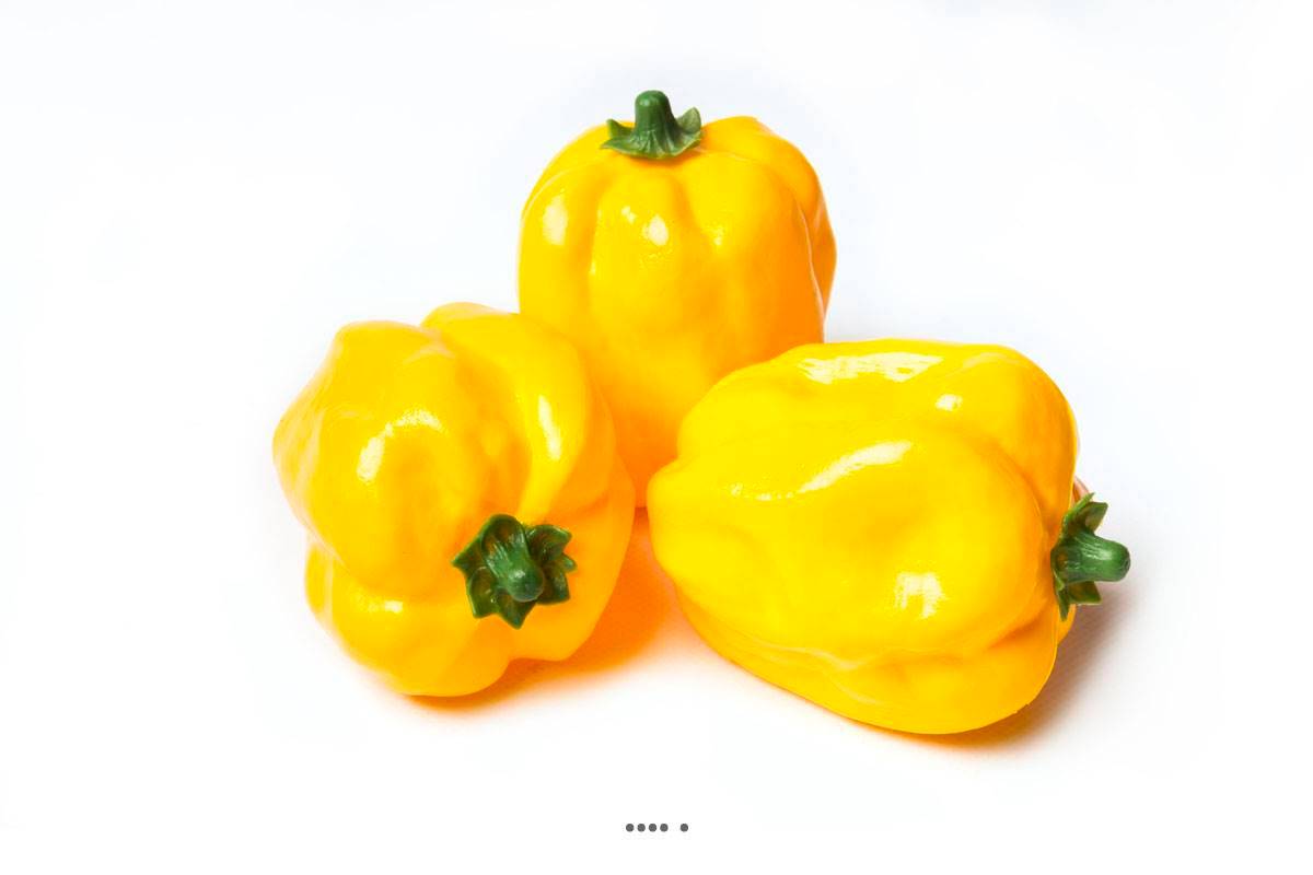 Artificielles - Poivron Jaune artificiel en lot de 3 en Plastique soufflé H 110x85 mm - Image 2