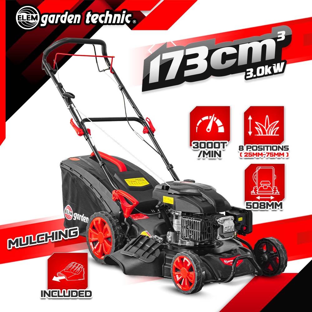 Elem Garden Technic - Tondeuse thermique autotractée 173 CC - 508mm avec éjection latérale et mulching - Elem Garden - Image 2