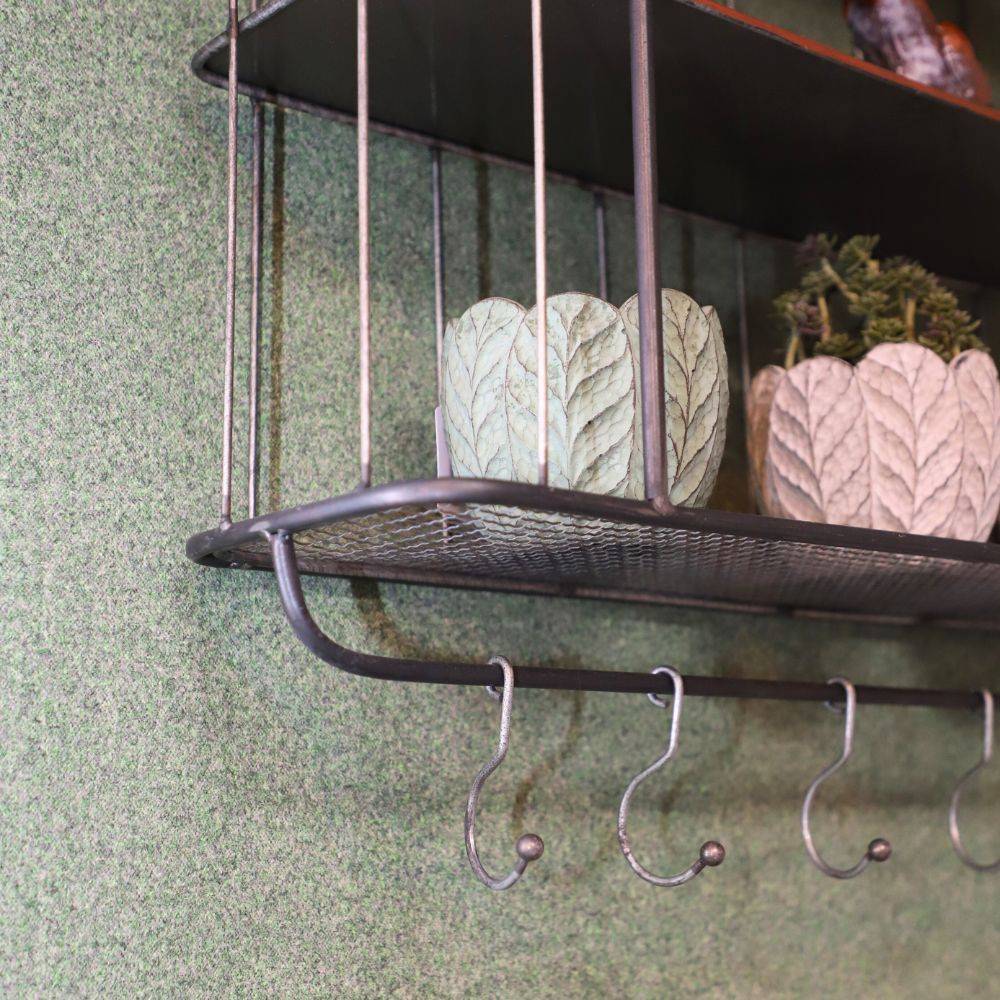 Etagère murale crochets métal gris 60 x 18 x 58 cm Chemin de campagne - Image 2