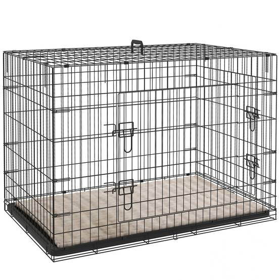 Caisse de transport acier très grand chien pliable accès double 105x70x75cm noir - ComfortXL Outdoor Living - Image 1