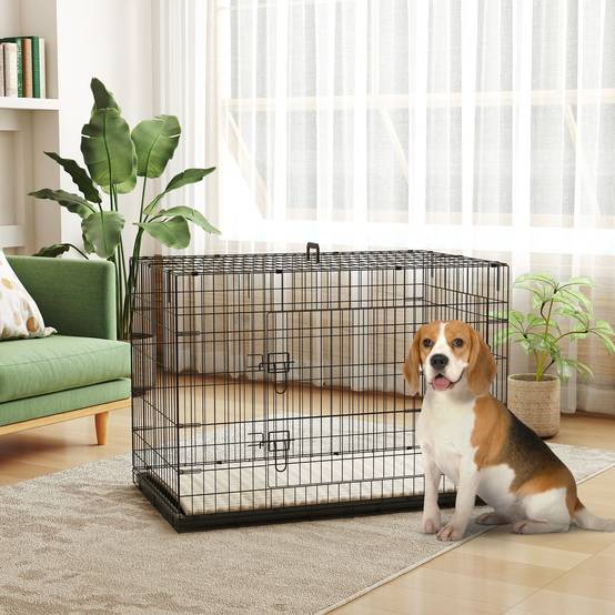 Caisse de transport acier très grand chien pliable accès double 105x70x75cm noir - ComfortXL Outdoor Living - Image 3