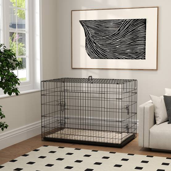 Caisse de transport acier très grand chien pliable accès double 105x70x75cm noir - ComfortXL Outdoor Living - Image 10
