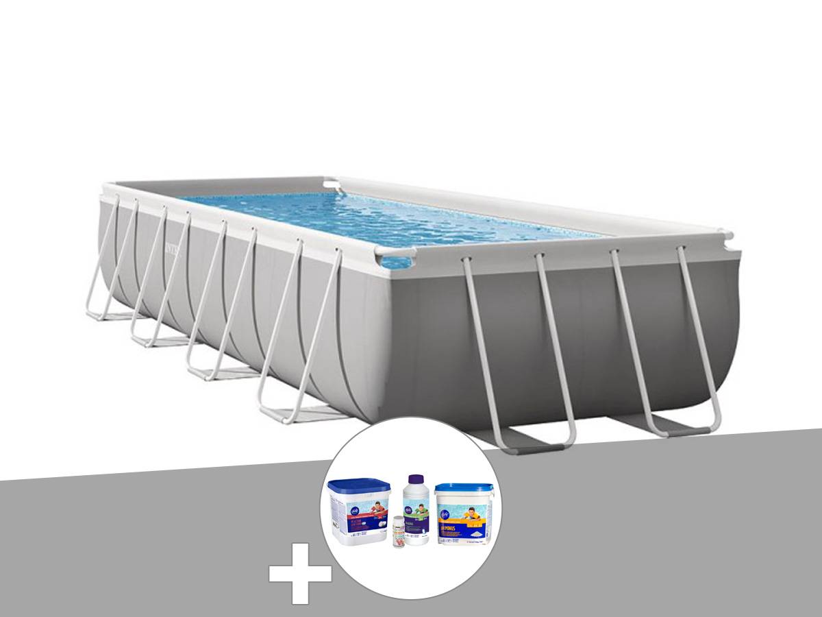 Kit piscine tubulaire Intex Prism Frame rectangulaire 4,88 x 2,44 x 1,07 m + Kit de traitement au chlore