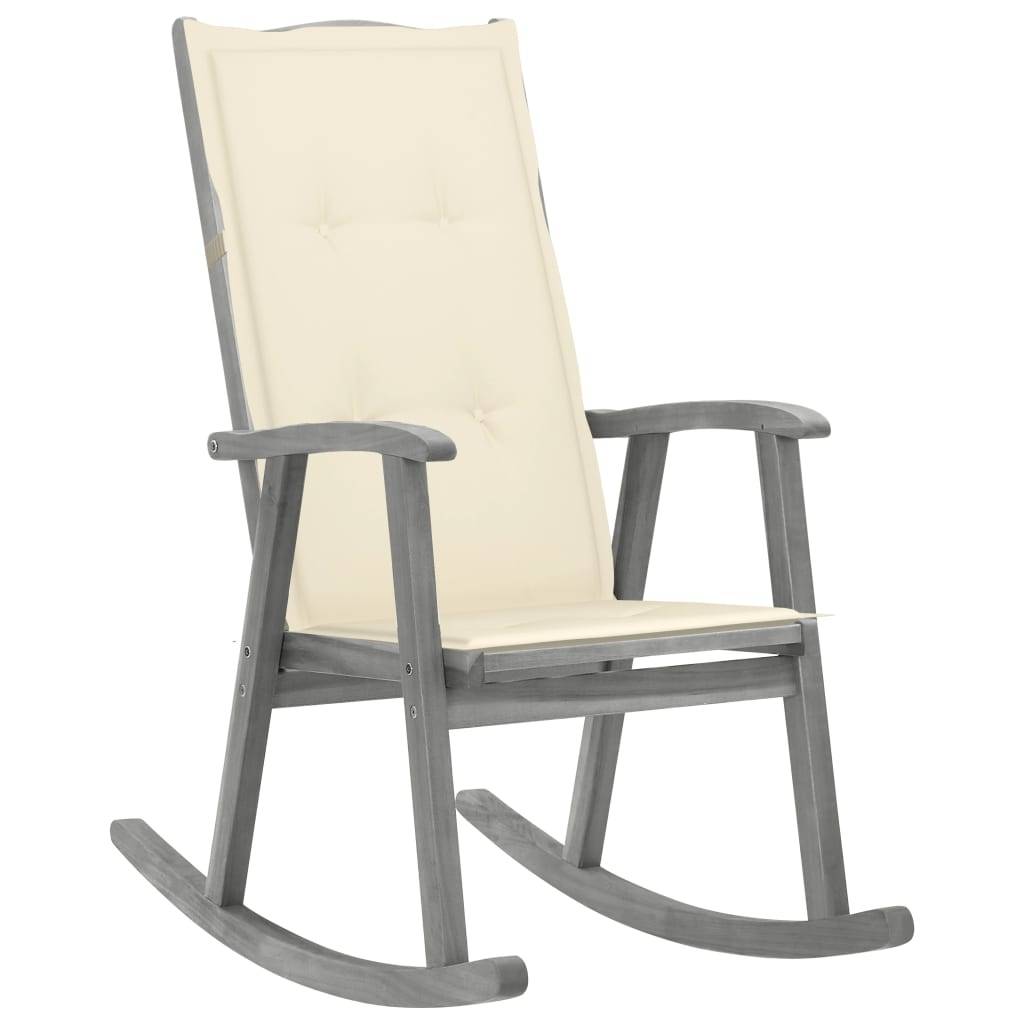 Vidaxl - Chaise à bascule avec coussins Gris Bois d'acacia massif vidaXL 3064211 - Image 1