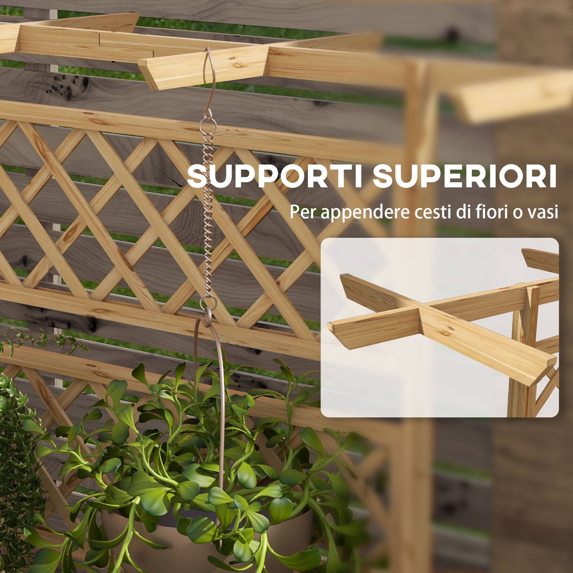 potager treillis pergola plantes grimpantes fond ouvert 160x55x183 bois naturel jardin extérieur - Image 7