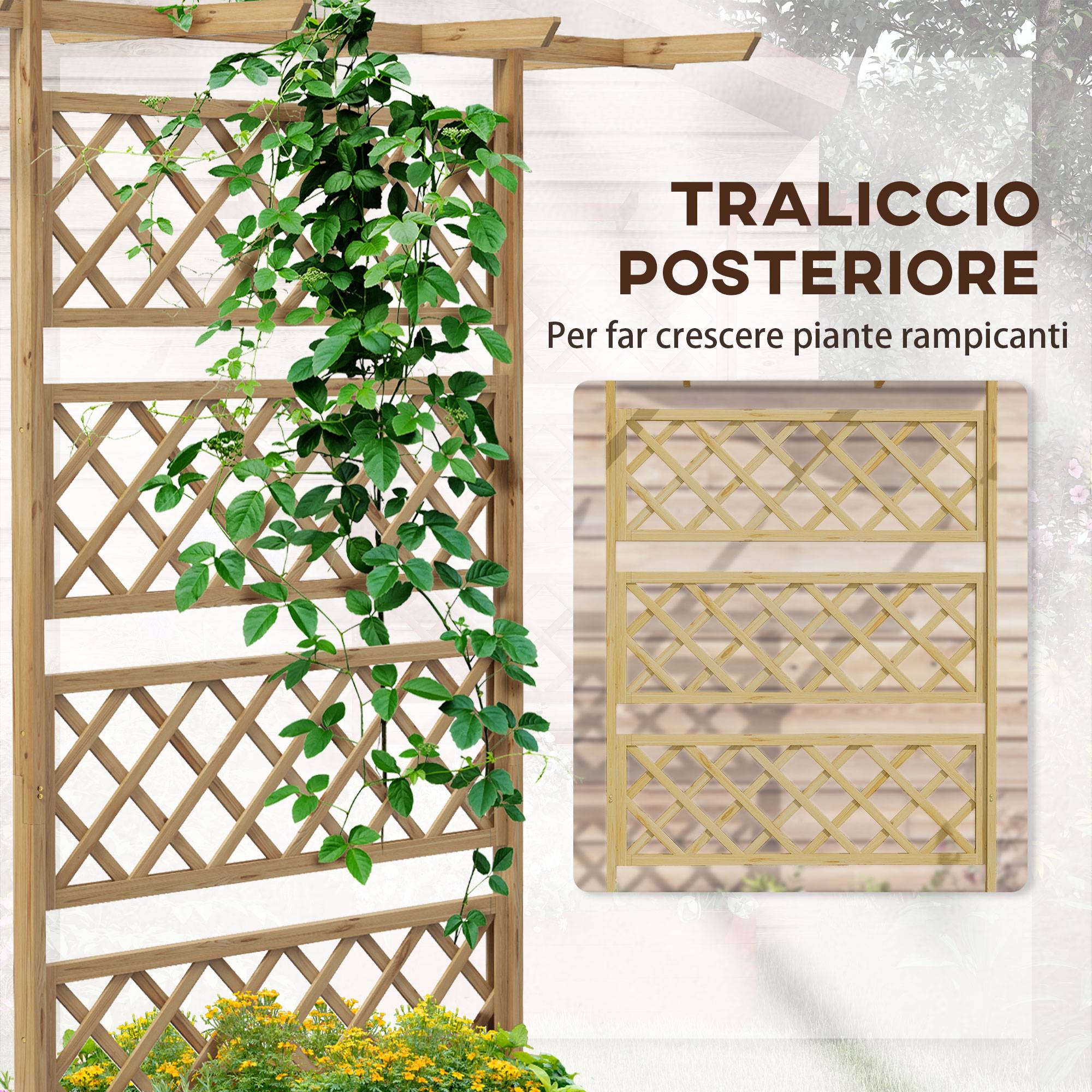 potager treillis pergola plantes grimpantes fond ouvert 160x55x183 bois naturel jardin extérieur - Image 6