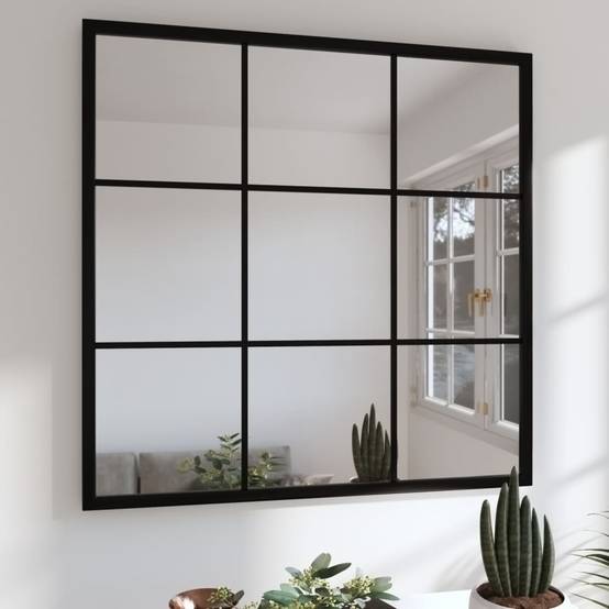 Miroir mural noir 60x60 cm métal Maison Chic - Image 2