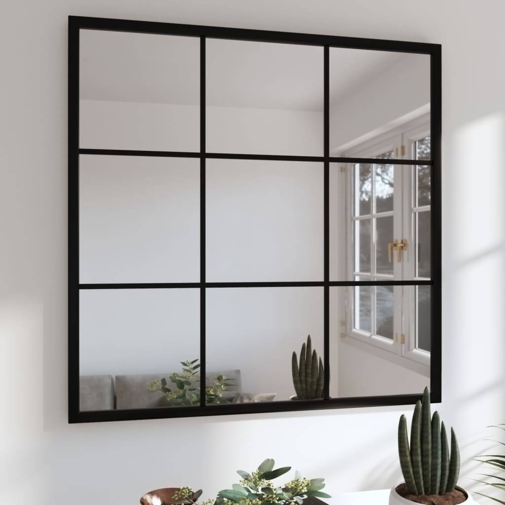 Miroir mural noir 60x60 cm métal Maison Chic - Image 2