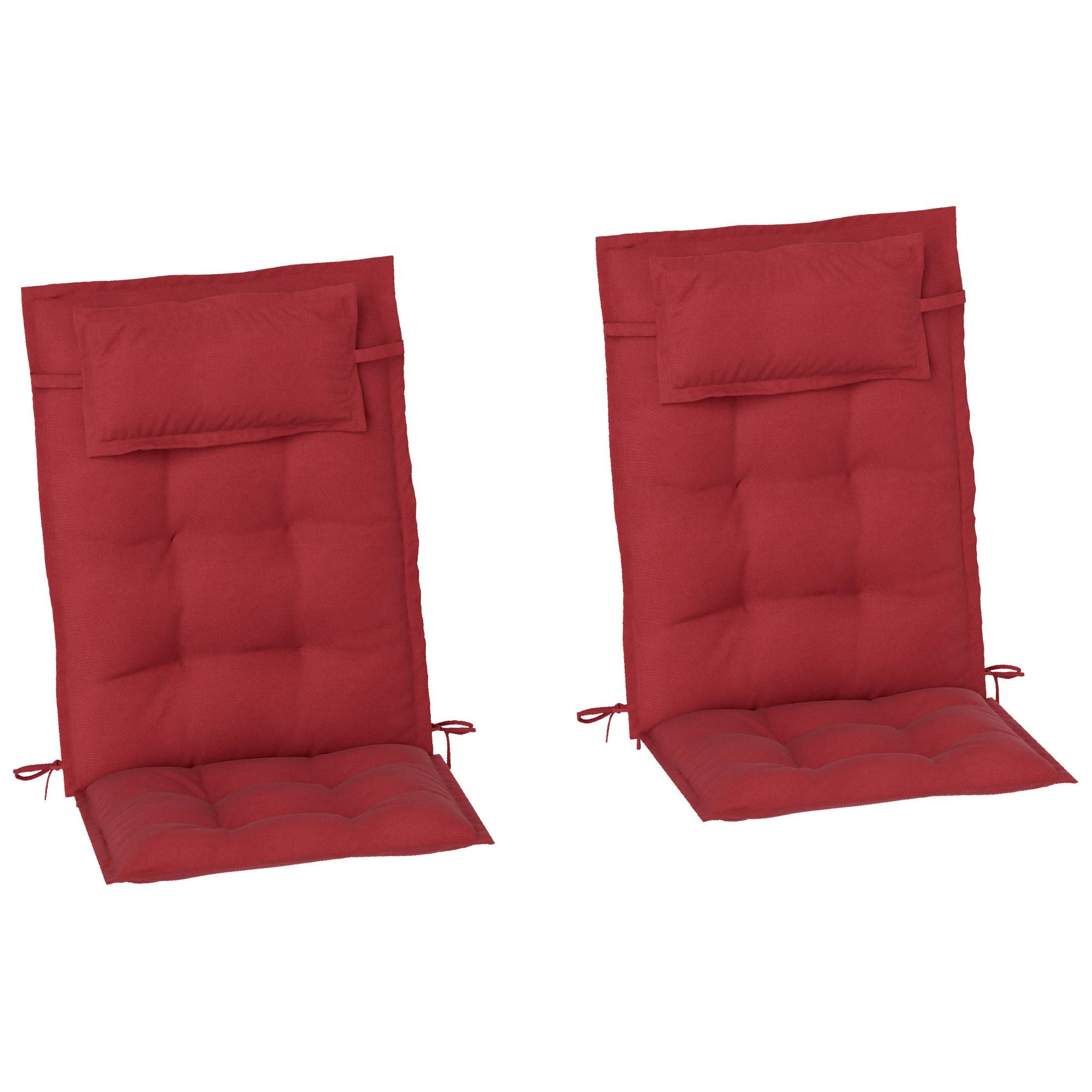 Set de coussins pour transat, polyester, rouge, 50 x 116 x 5 cm - PANGIVO - Image 1