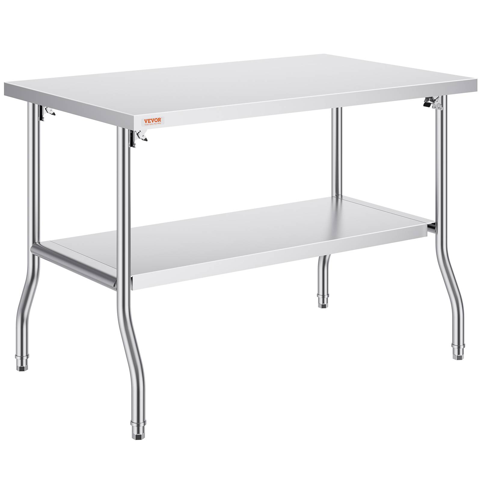 Vevor - VEVOR Table travail commerciale pliante 48x30 pouces. Double étagère acier inoxydable. Préparation commerciale. - Image 1