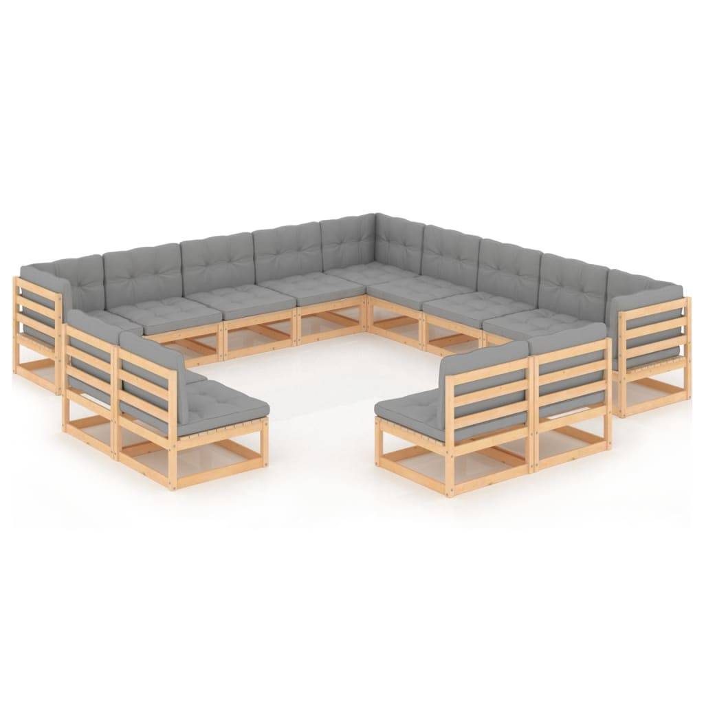 Helloshop26 - Salon de jardin meuble d'extérieur ensemble de mobilier 13 pièces avec coussins bois de pin massif - Image 1