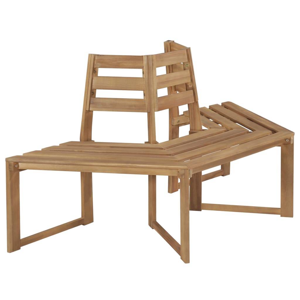Helloshop26 - Banc de jardin meuble de patio d'extérieur terrasse de tour d'arbre demi-hexagonal 160 x 80 x 86 cm bois d'acacia massif - Image 2