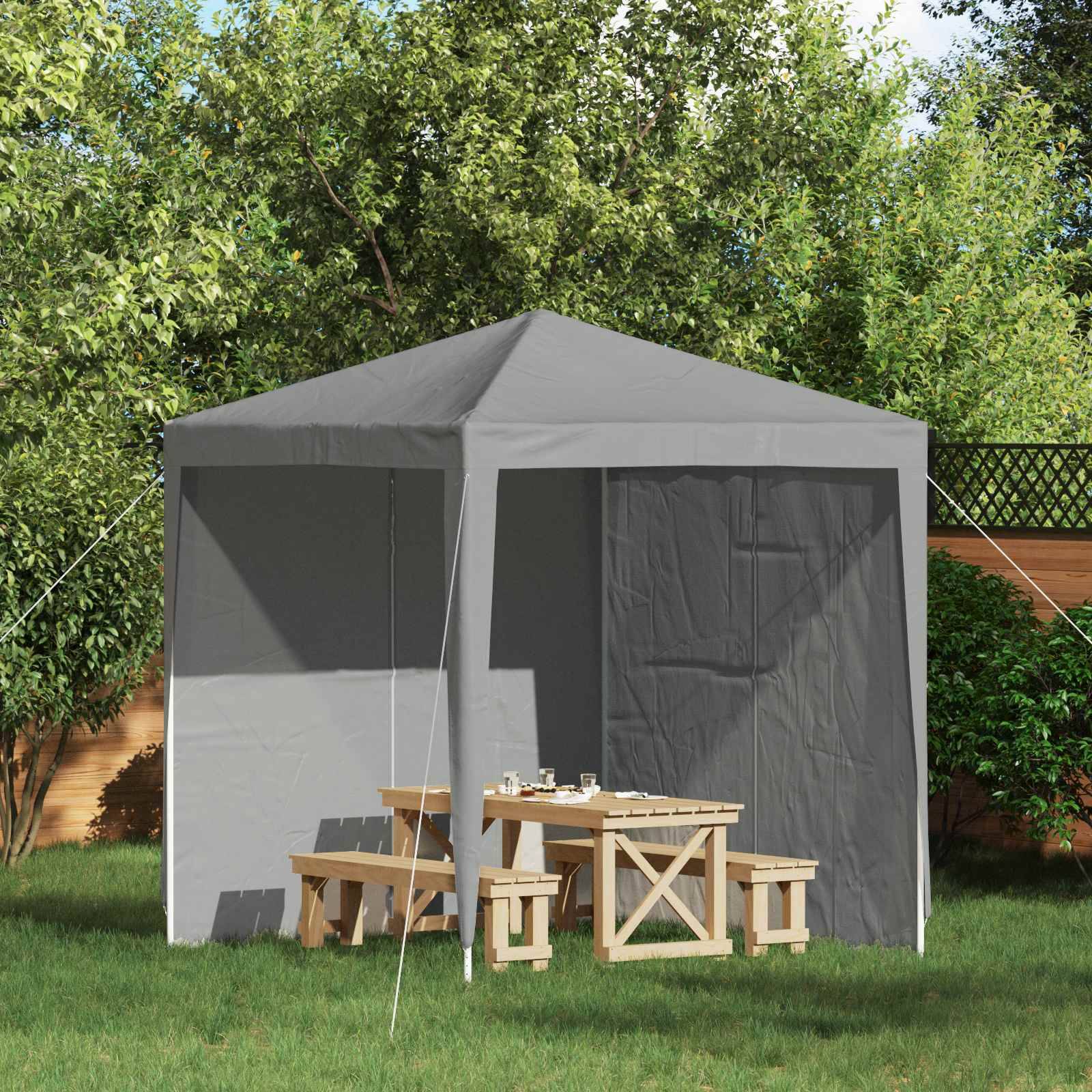 ComfortXL - Lot 2 panneaux latéraux en PE pour tente de réception avec fenêtres 2x1.95m Gris clair - ComfortXL Outdoor Living - Image 1