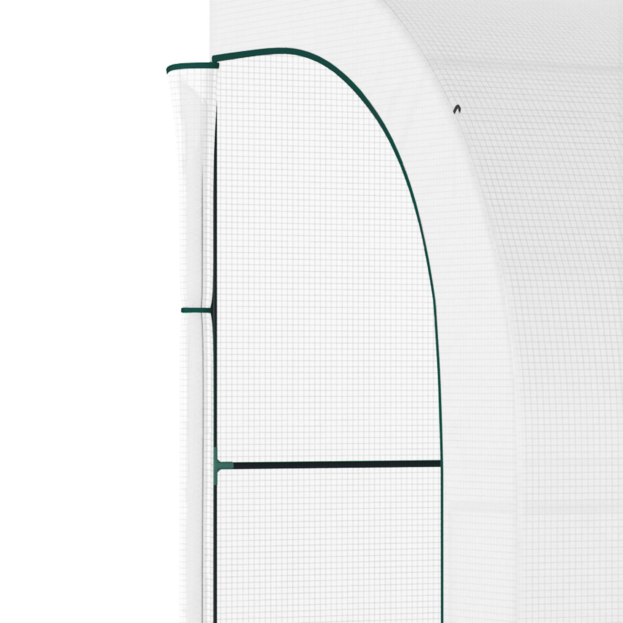 Serre Adossée Balcon PE Plantes 3 Niveaux Portes Zippées 300x150x213cm Blanc - ComfortXL Outdoor Living - Image 10