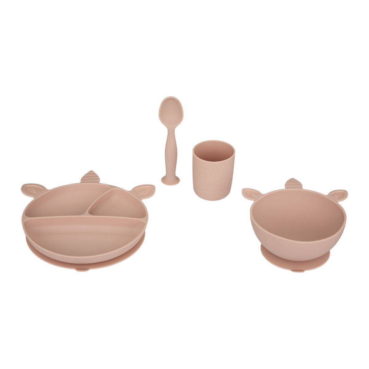 Set Repas Enfant "Silicone" 17cm Rose - Image 1