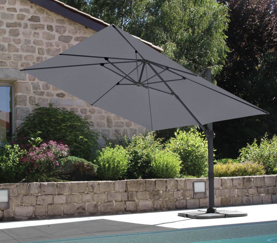 Parasol déporté 4x3m  gris anthracite  SAPHIR - Image 1