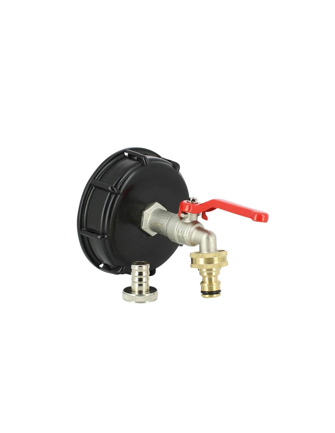 Raccord cuve eau S100X8 - Robinet ECO laiton 15 mm + Nez 20x27 - Image 1