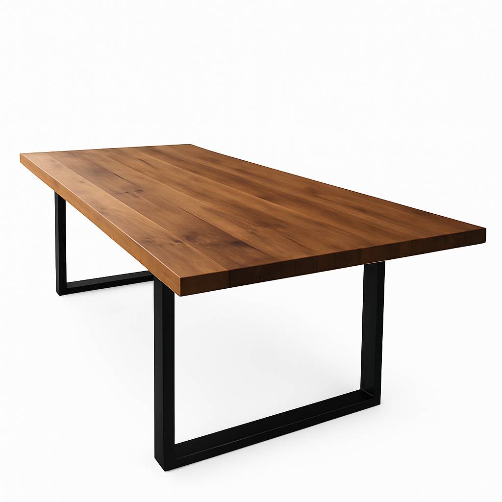 Table à manger élégante et élancée en bois recyclé - Noyer - 180 x 80 cm - Image 1