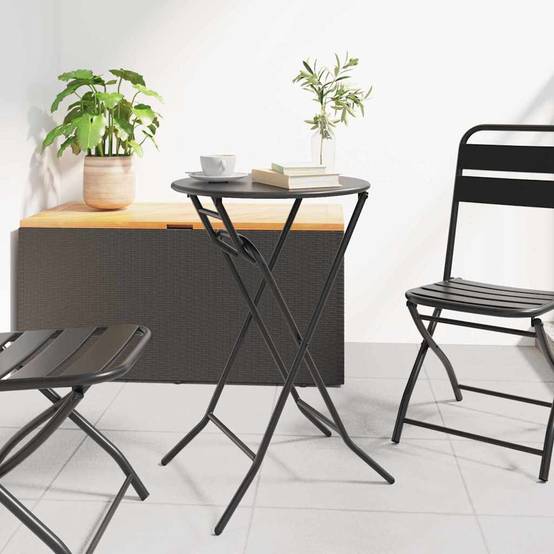 ComfortXL - Table de Jardin Ronde Pliante Ø50cm Anthracite, Table de Bistrot en Métal pour Balcon ou Intérieur – ComfortXL Outdoor Living - Image 1