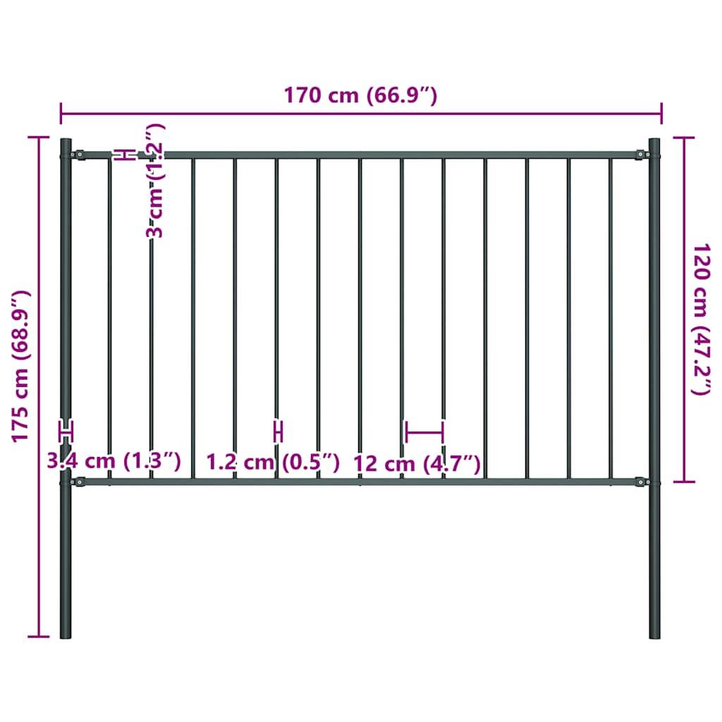 PANGIVO - Panneau de clôture acier thermolaqué anthracite 170 x 125 cm avec poteaux - PANGIVO - Image 4
