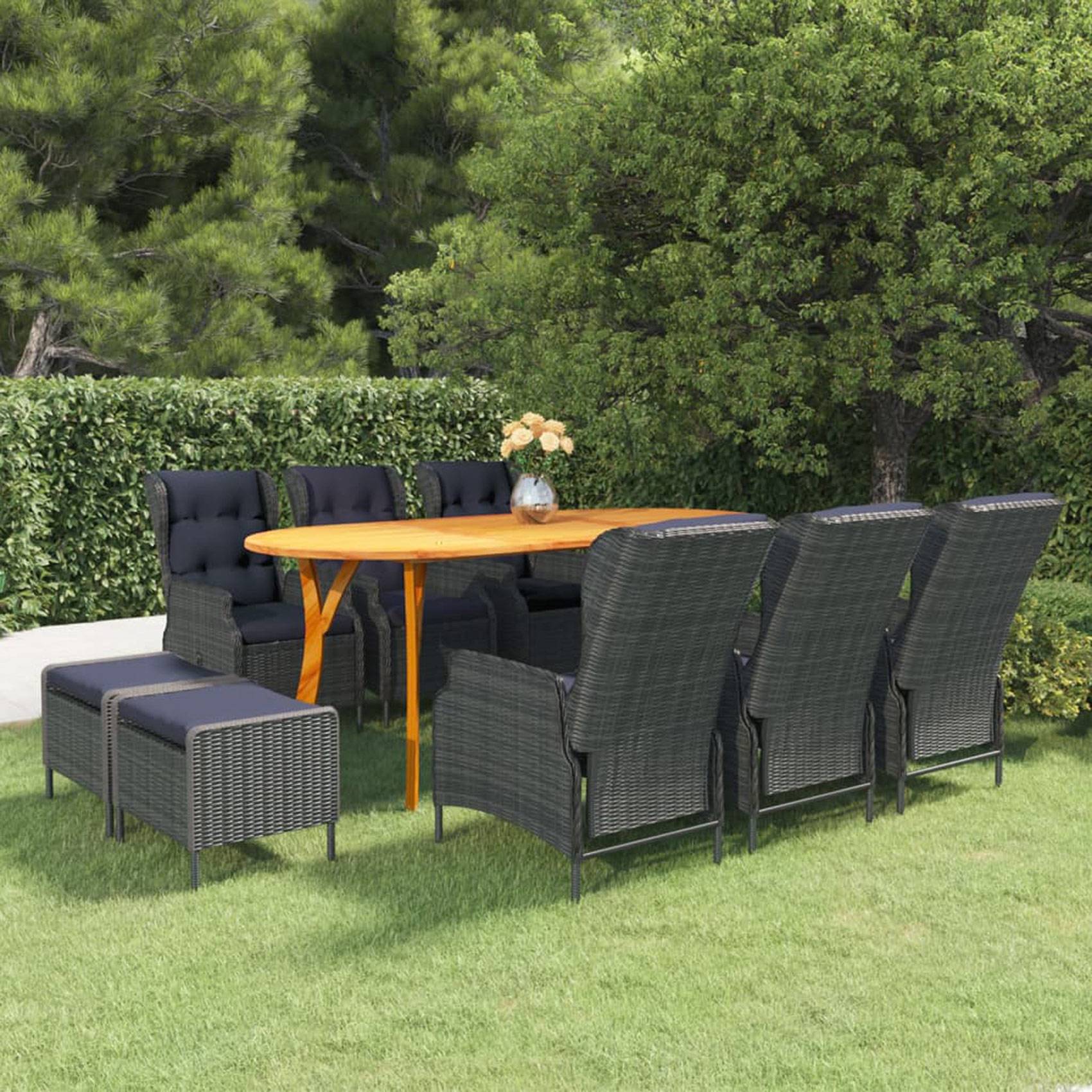 Vidaxl - Ensemble de salle à manger de jardin - vidaXL - Résine/Bois - Gris Foncé - Image 1