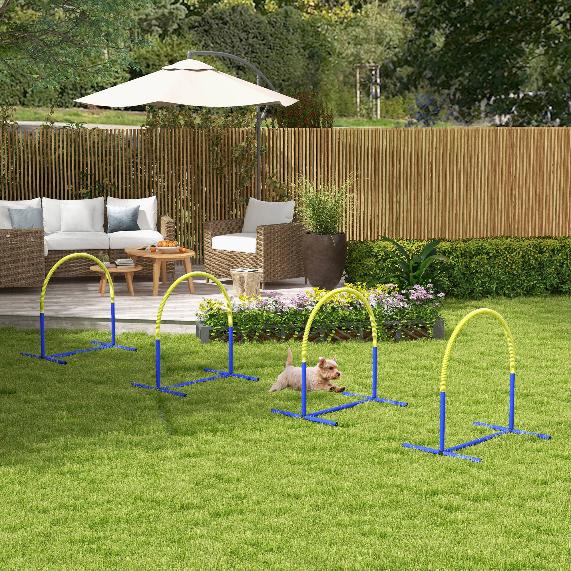 Kit d'agility pour chien plastique bleu et jaune 88 x 64 x 95 cm - PANGIVO - Image 3