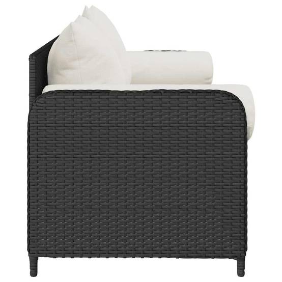 Canapé de jardin | Canapé D'extérieur | Sofa De Jardin avec coussins 3 places noir résine tressée Maison Chic - Image 5