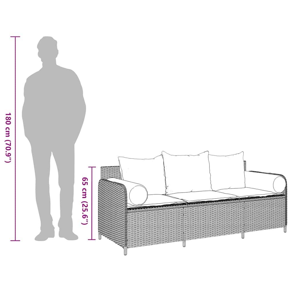 Canapé de jardin | Canapé D'extérieur | Sofa De Jardin avec coussins 3 places noir résine tressée Maison Chic - Image 9