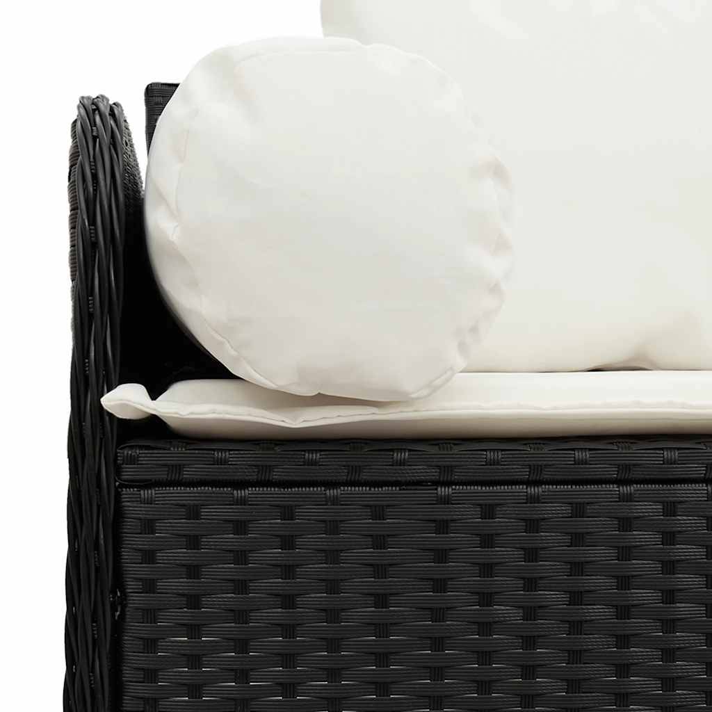 Canapé de jardin | Canapé D'extérieur | Sofa De Jardin avec coussins 3 places noir résine tressée Maison Chic - Image 7