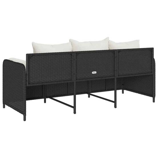 Canapé de jardin | Canapé D'extérieur | Sofa De Jardin avec coussins 3 places noir résine tressée Maison Chic - Image 6