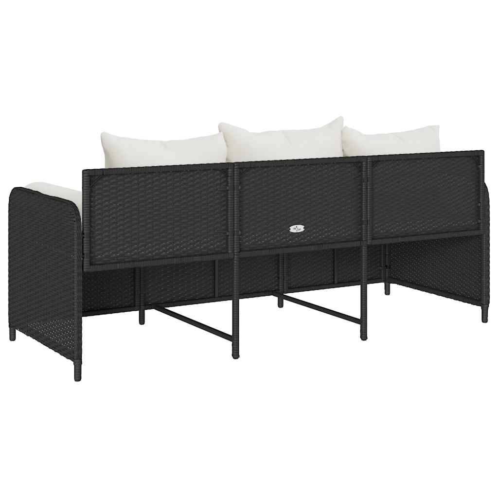 Canapé de jardin | Canapé D'extérieur | Sofa De Jardin avec coussins 3 places noir résine tressée Maison Chic - Image 6