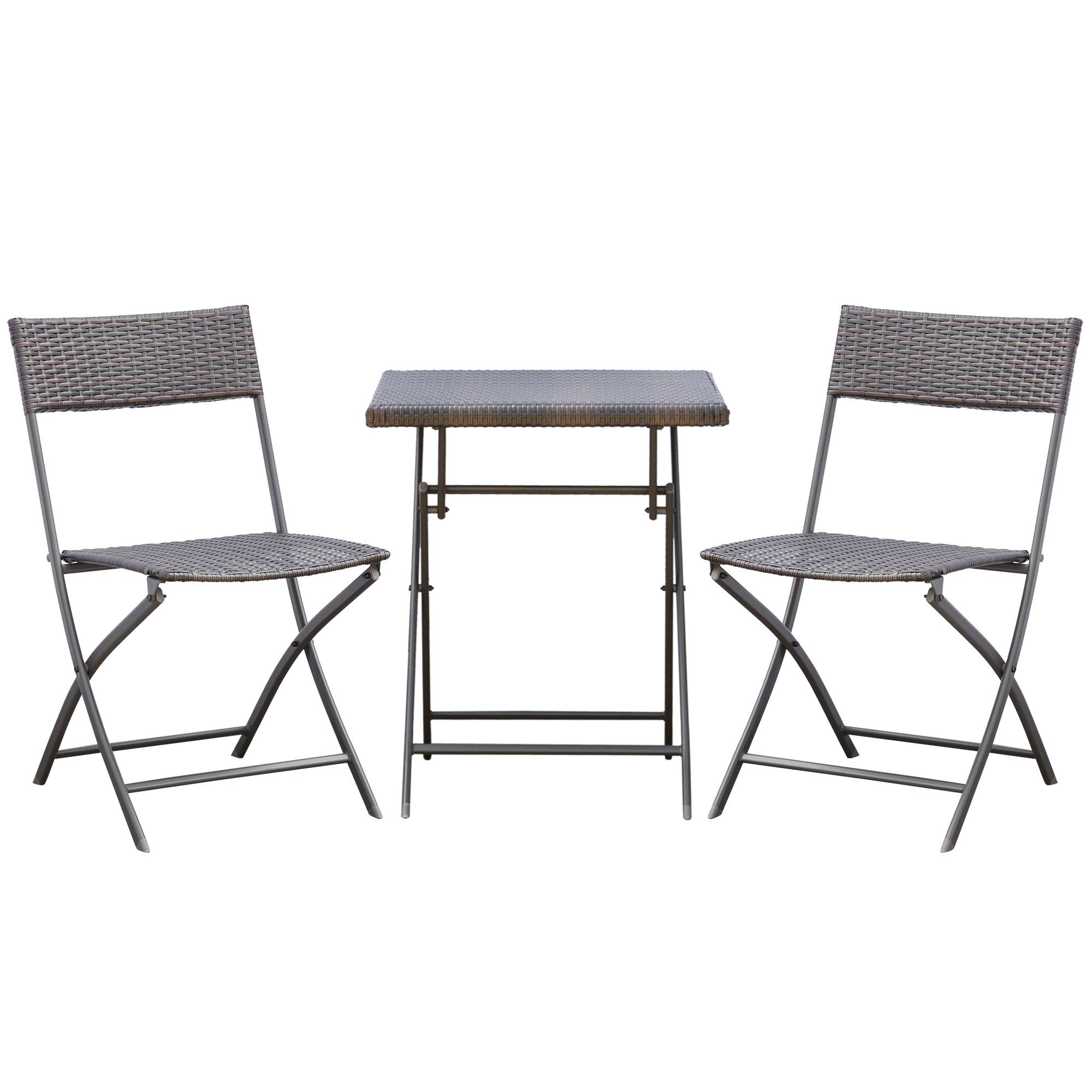 Outsunny - Ensemble meubles de jardin design table carré et chaises pliables résine tressée 4 fils métal noir - Outsunny - Image 1