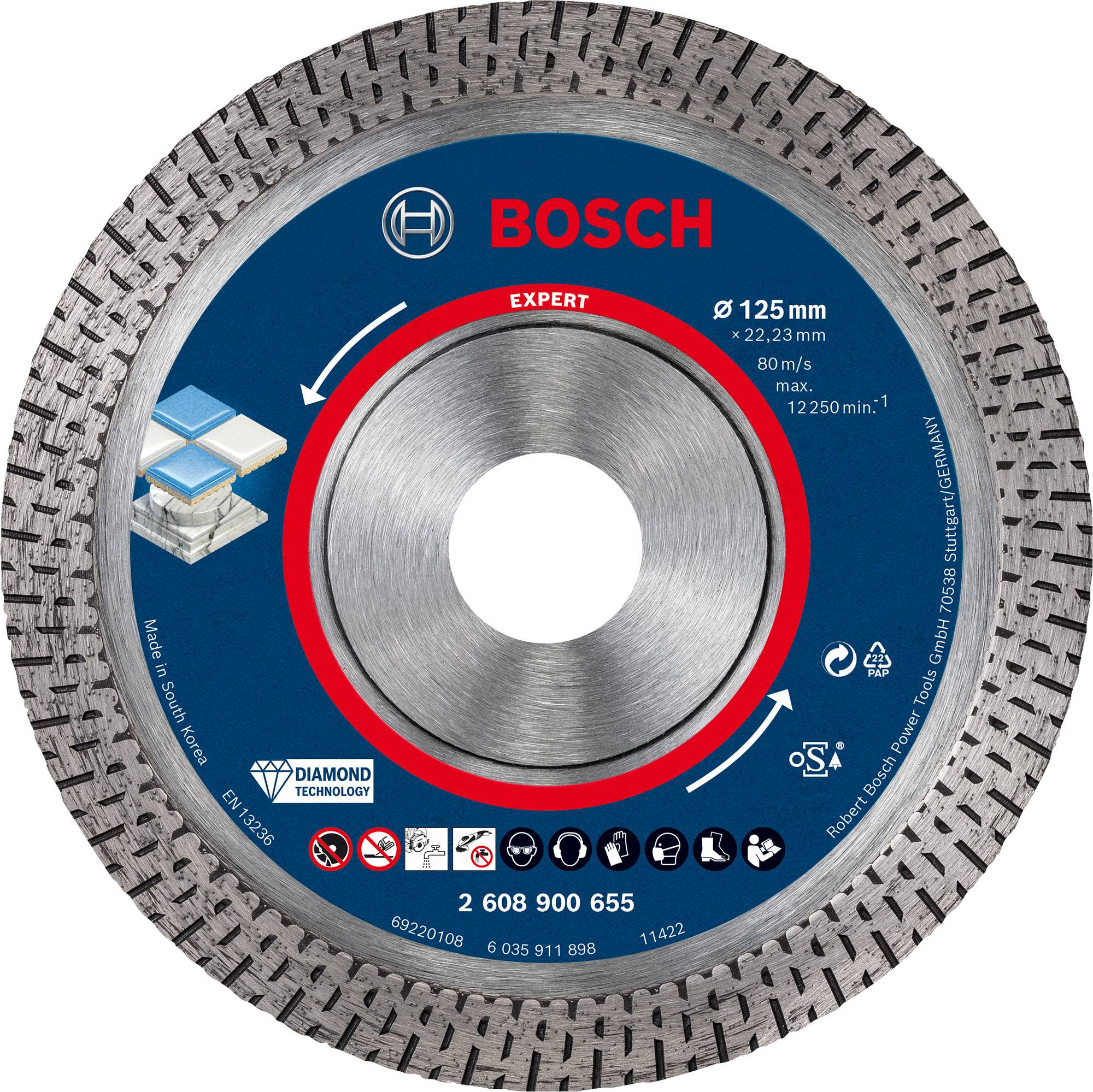 Disque à tronçonner diamanté Expert HardCeramic 125x22,23x1,4x10mm - BOSCH - 2608900655 - Image 1