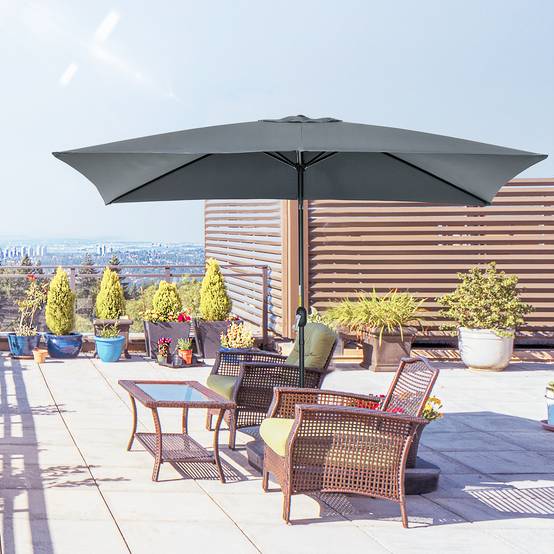 Parasol inclinable rectangulaire aluminium polyester haute densité 3 x 2 m gris foncé fr339 - Image 4