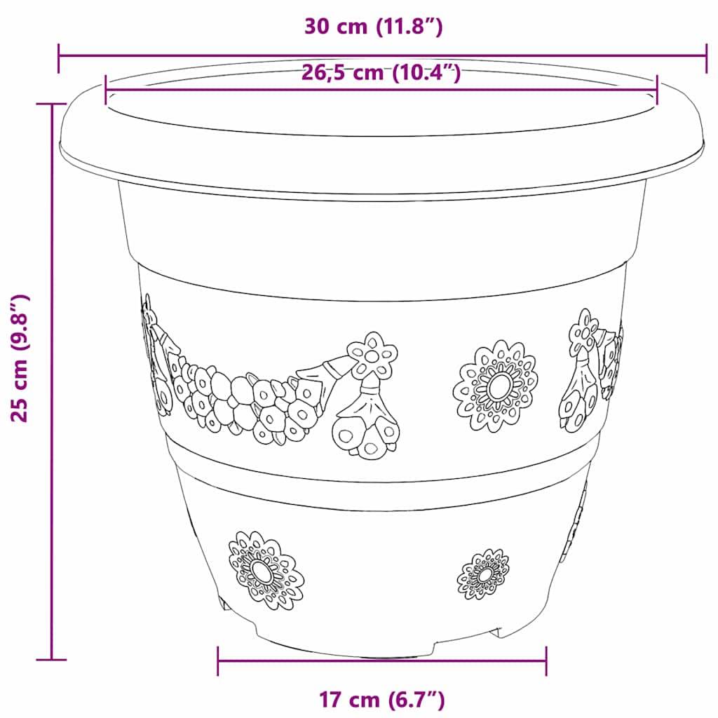 Pot à fleurs rond 6 pcs | Bac à fleurs Noir Ø 26 x 21,5 cm Plastique - Image 9