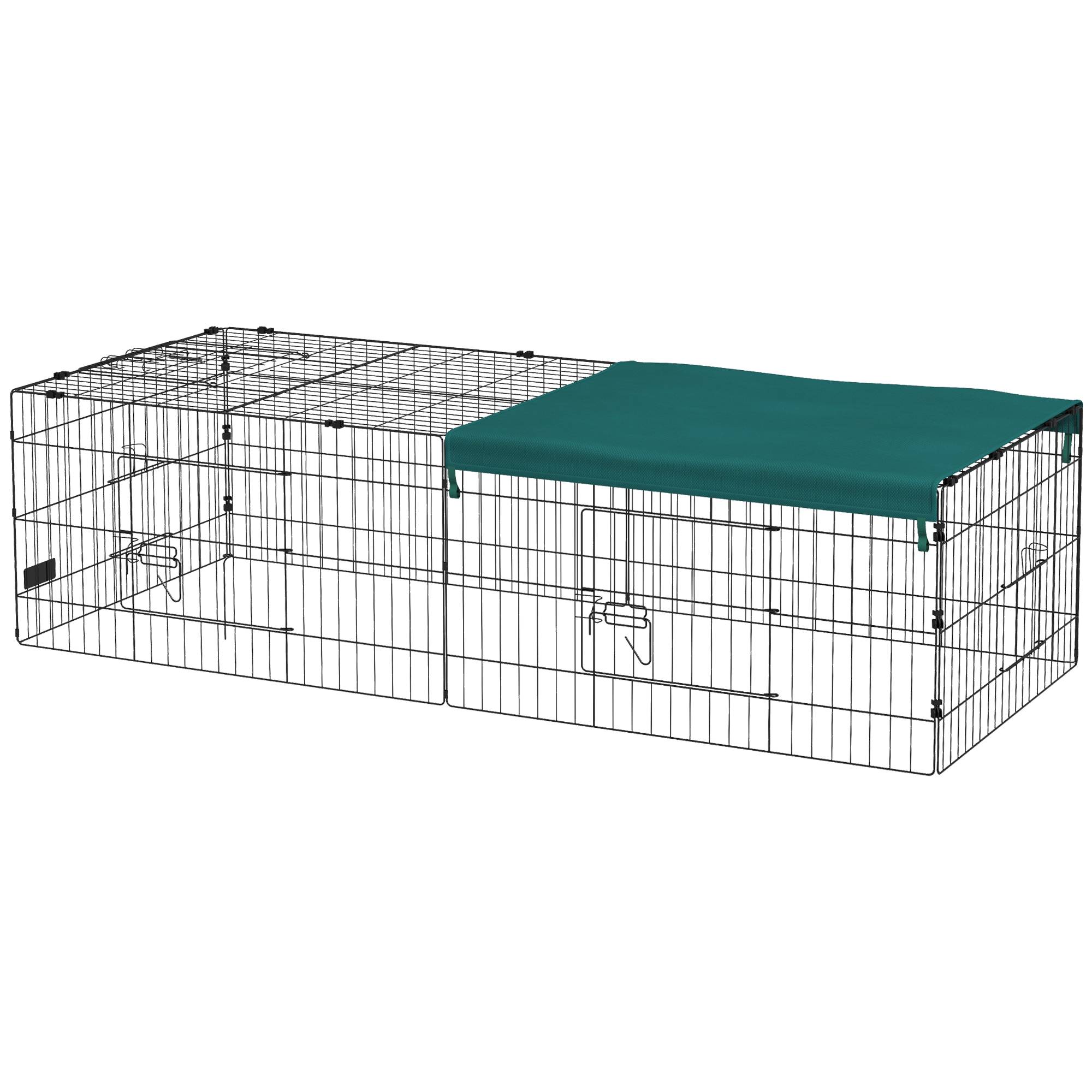 Enclos Cage en Acier pour Petits Lapins avec Bâche Protection 185x75x50cm Vert - ComfortXL Outdoor Living - Image 2