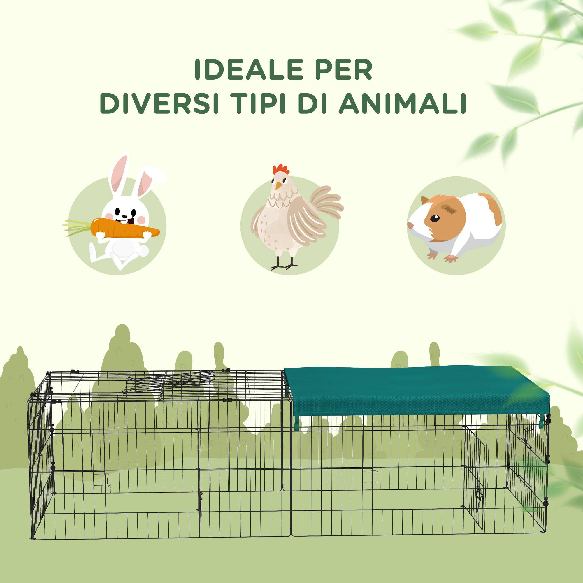 Enclos Cage en Acier pour Petits Lapins avec Bâche Protection 185x75x50cm Vert - ComfortXL Outdoor Living - Image 8