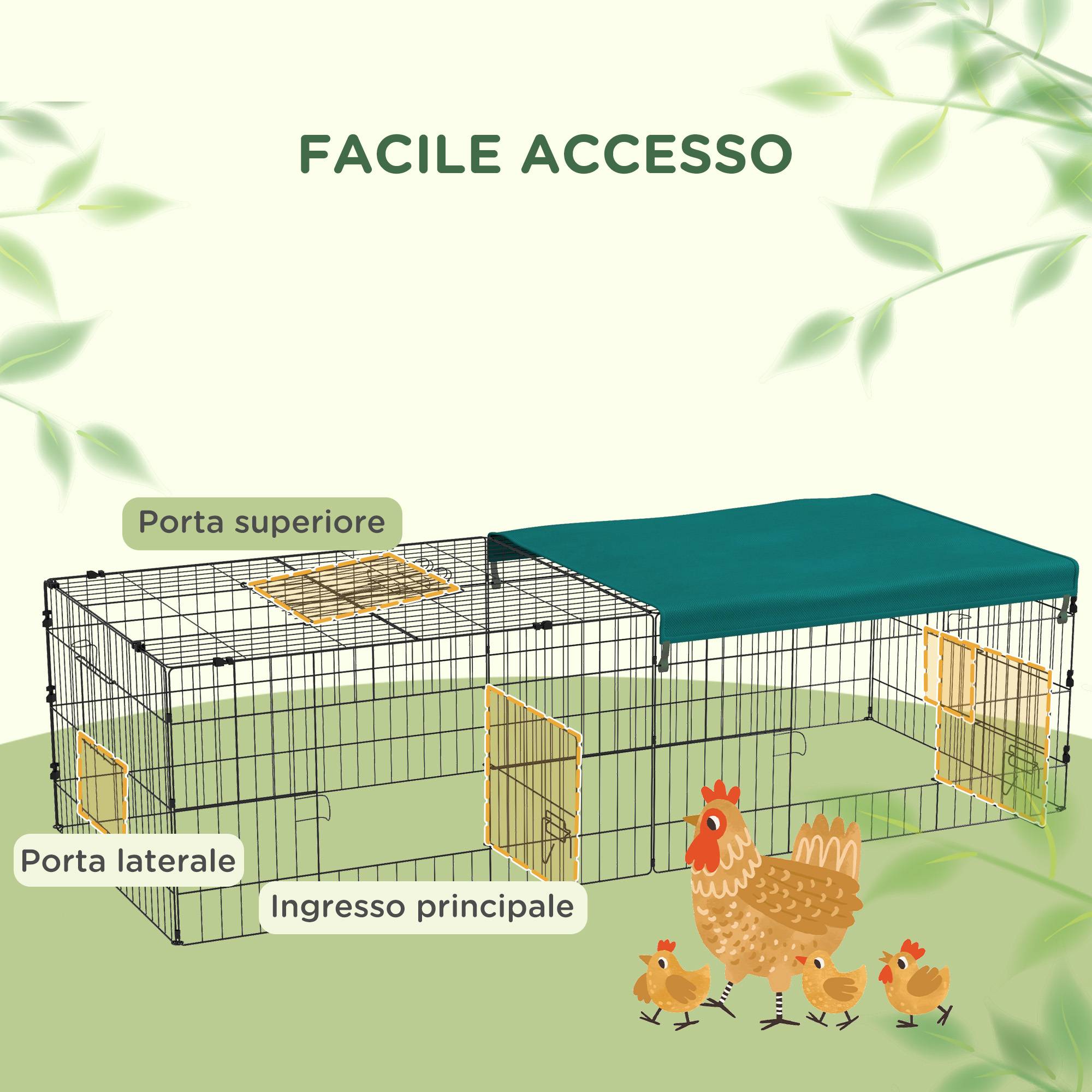 Enclos Cage en Acier pour Petits Lapins avec Bâche Protection 185x75x50cm Vert - ComfortXL Outdoor Living - Image 6