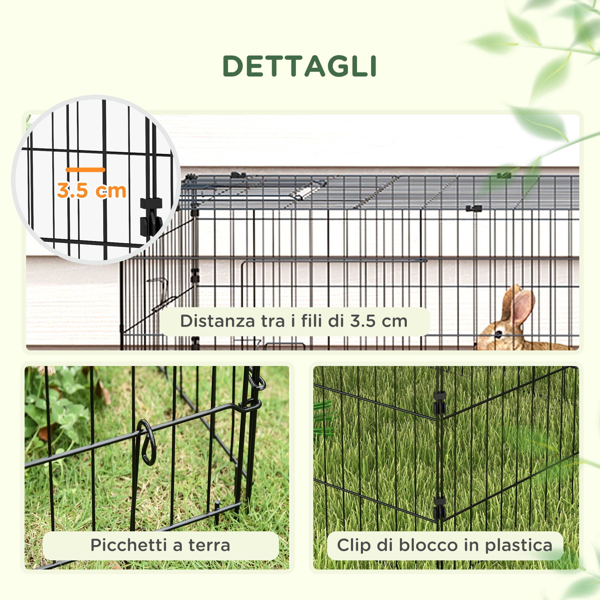 Enclos Cage en Acier pour Petits Lapins avec Bâche Protection 185x75x50cm Vert - ComfortXL Outdoor Living - Image 9