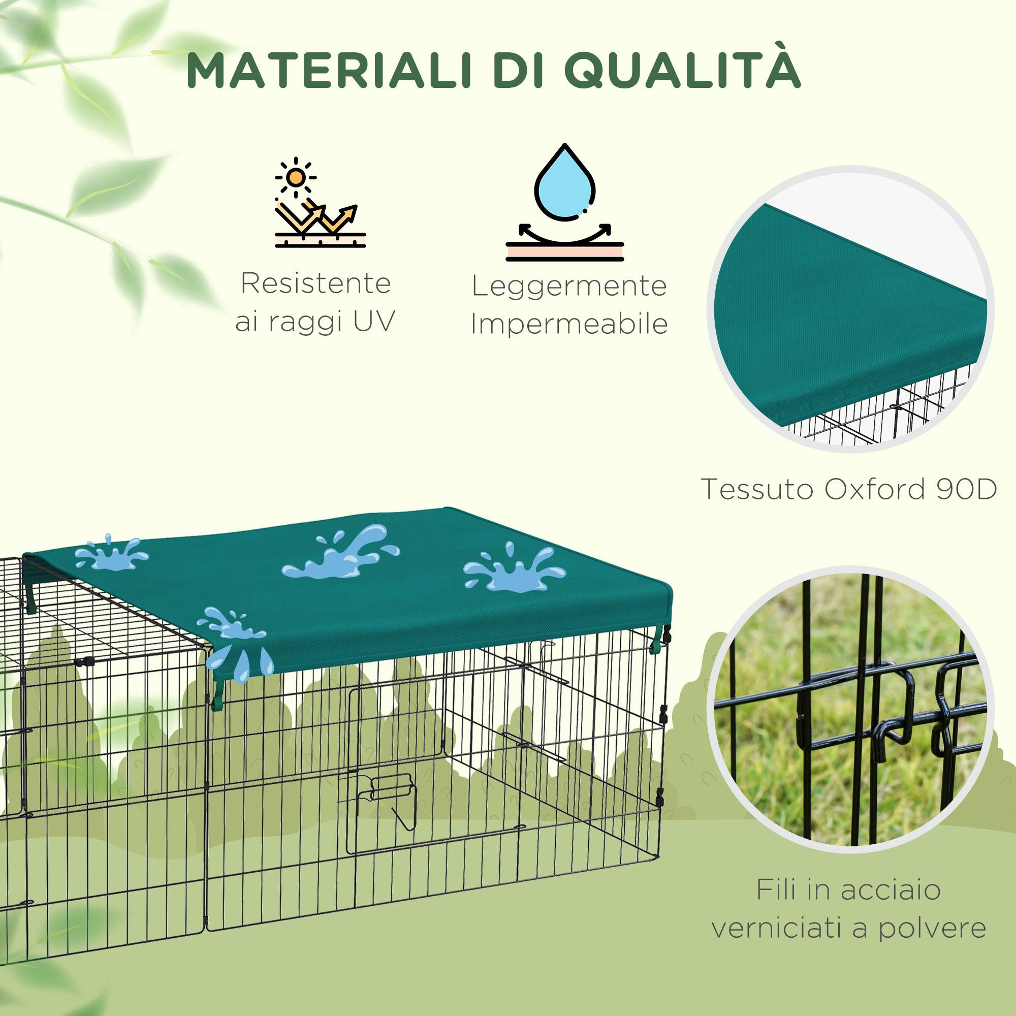 Enclos Cage en Acier pour Petits Lapins avec Bâche Protection 185x75x50cm Vert - ComfortXL Outdoor Living - Image 10