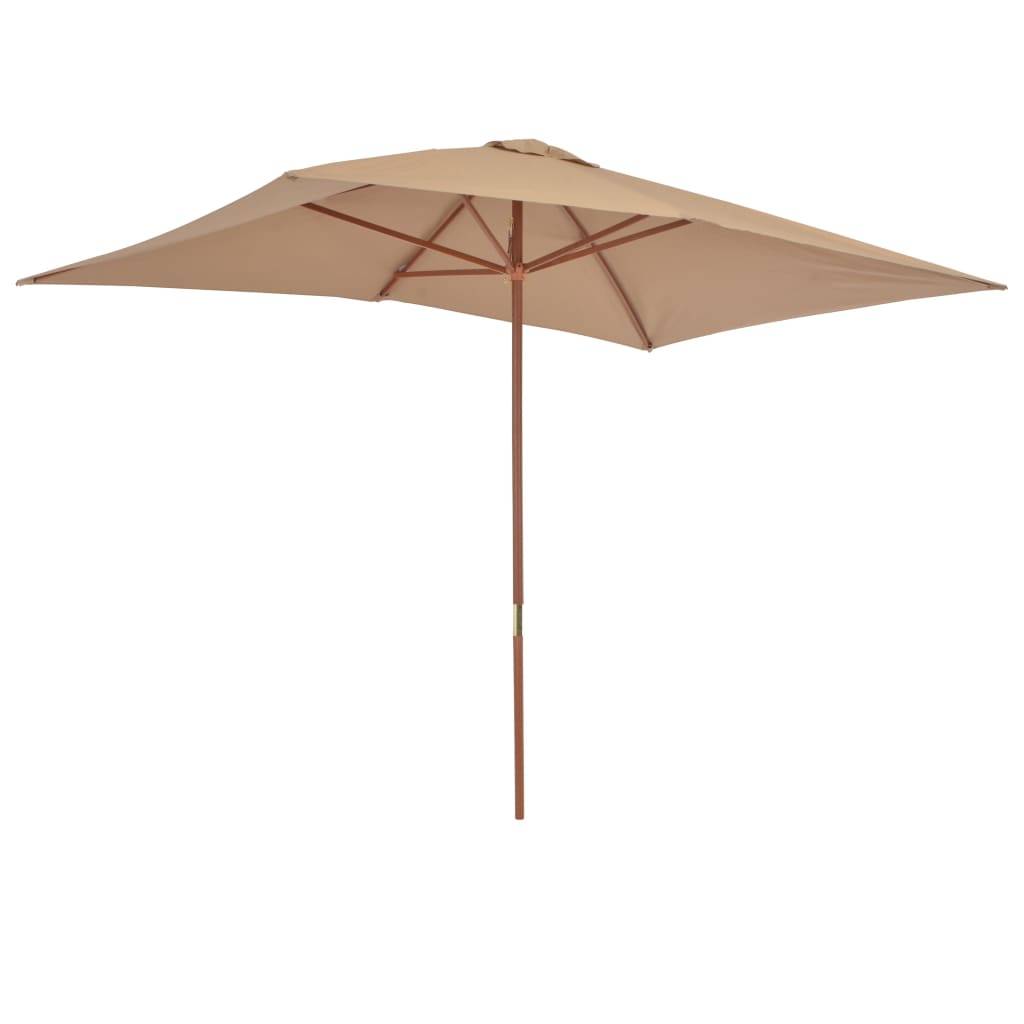 Helloshop26 - Parasol d'extérieur avec mât en bois 200 x 300 cm taupe - Image 4