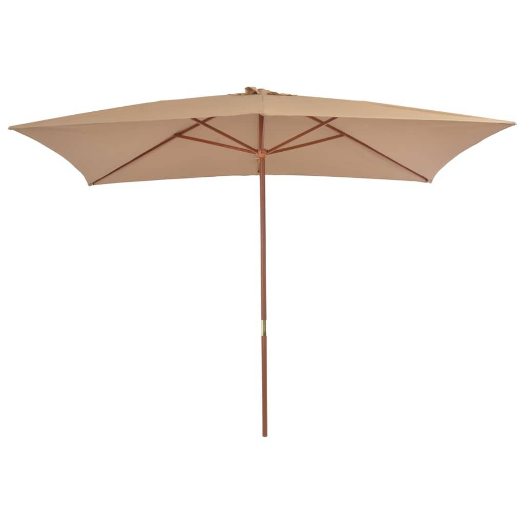 Helloshop26 - Parasol d'extérieur avec mât en bois 200 x 300 cm taupe - Image 2