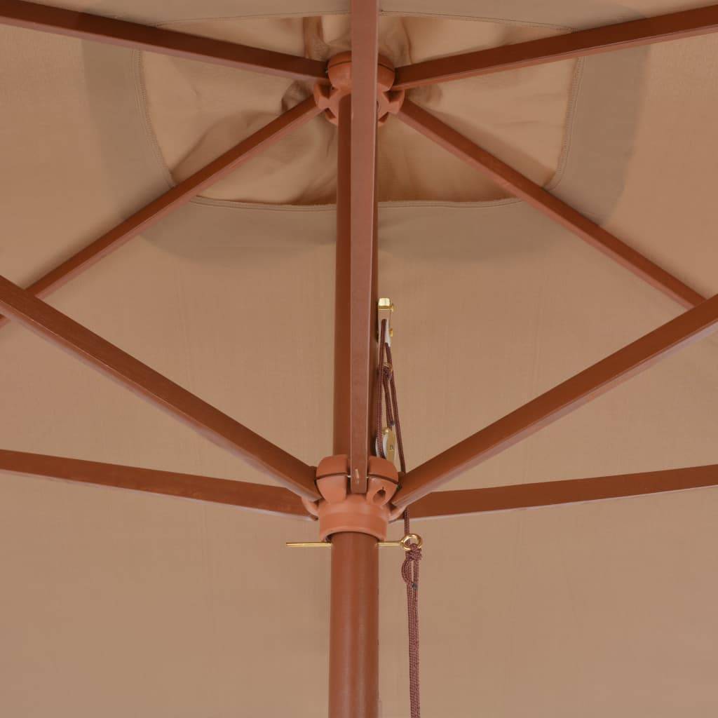 Helloshop26 - Parasol d'extérieur avec mât en bois 200 x 300 cm taupe - Image 6