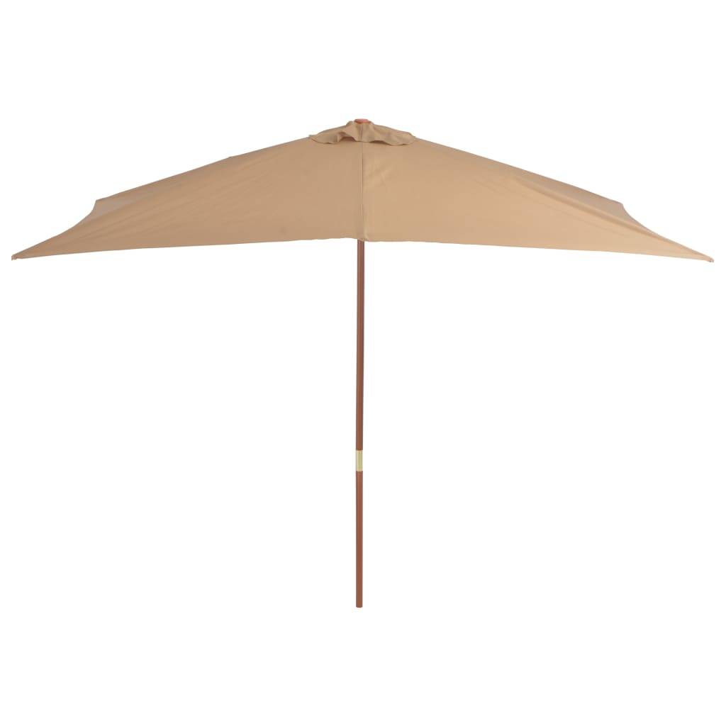 Helloshop26 - Parasol d'extérieur avec mât en bois 200 x 300 cm taupe - Image 3