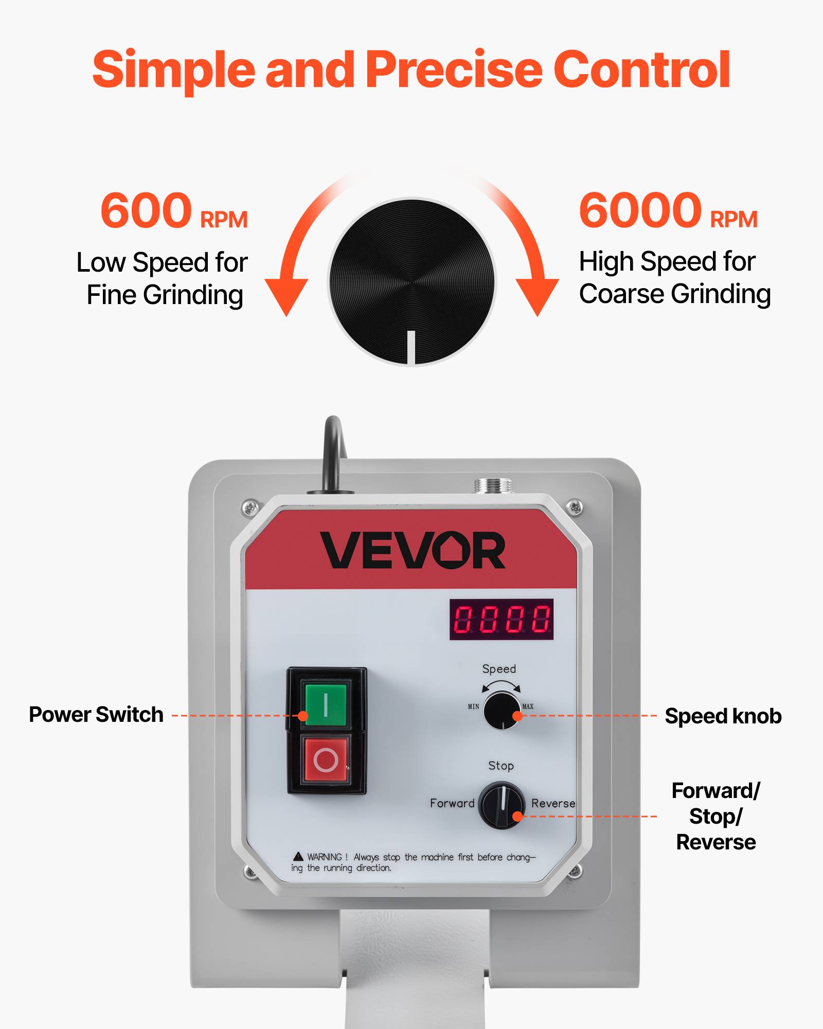 Vevor - VEVOR Ponceuse à bande 1500 W (1829-2083)x51 mm, VFD, 3 modes, 3 bandes abrasives, capot de protection - Image 6