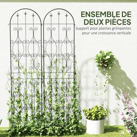 Lot 2 Treillis Jardin Métal Plantes Grimpantes Brise Vue Extérieur Grande Taille 50x220cm Noir - ComfortXL Outdoor Living - Image 6