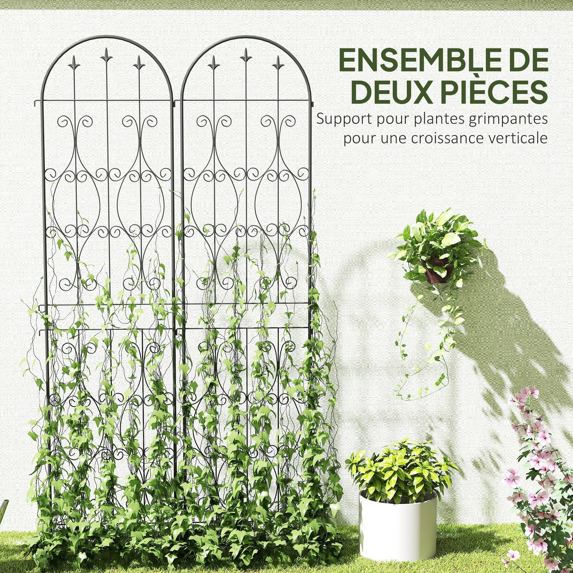 Lot 2 Treillis Jardin Métal Plantes Grimpantes Brise Vue Extérieur Grande Taille 50x220cm Noir - ComfortXL Outdoor Living - Image 6