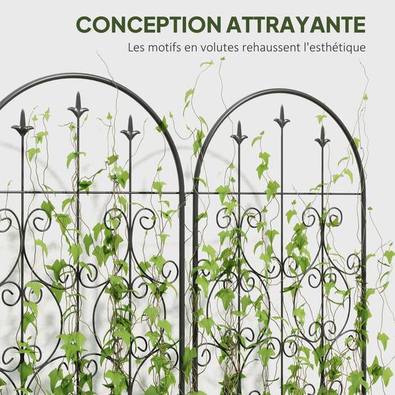Lot 2 Treillis Jardin Métal Plantes Grimpantes Brise Vue Extérieur Grande Taille 50x220cm Noir - ComfortXL Outdoor Living - Image 7