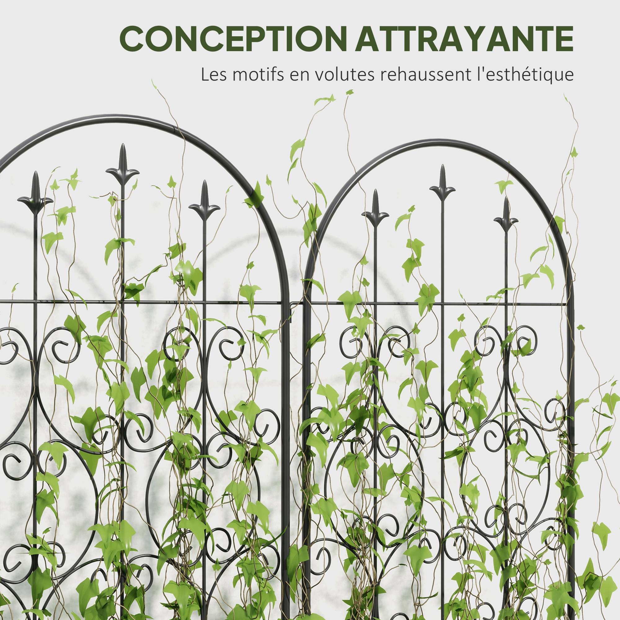 Lot 2 Treillis Jardin Métal Plantes Grimpantes Brise Vue Extérieur Grande Taille 50x220cm Noir - ComfortXL Outdoor Living - Image 7